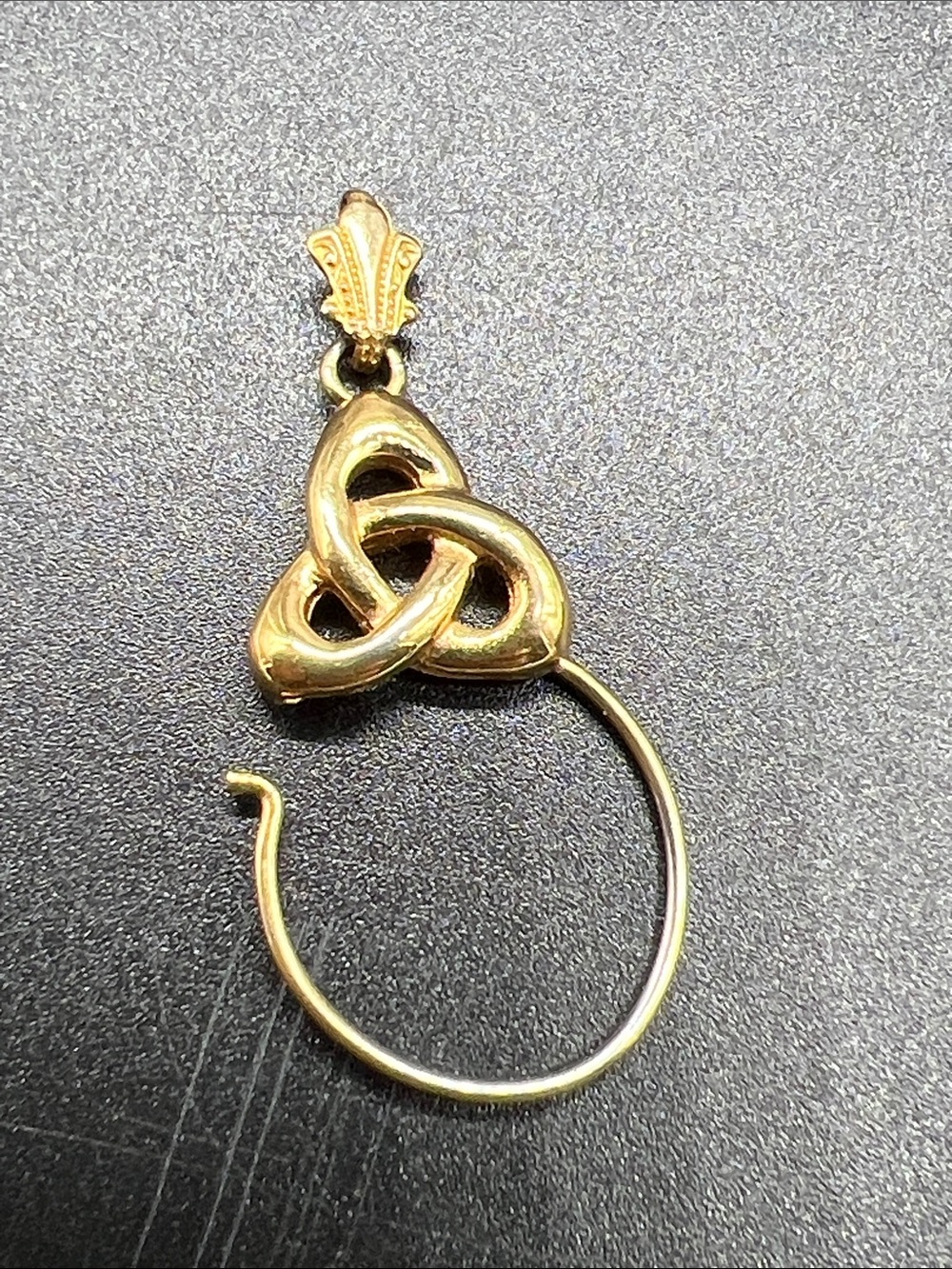 Monet Gold Tone Trinity Knot Charm Holder Pendant 1.5” Hinged Enhancer Vintage - Picture 6 of 9